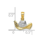 Load image into Gallery viewer, 14K Yellow Gold with White Rhodium Cowboy Hat Charm Pendant
