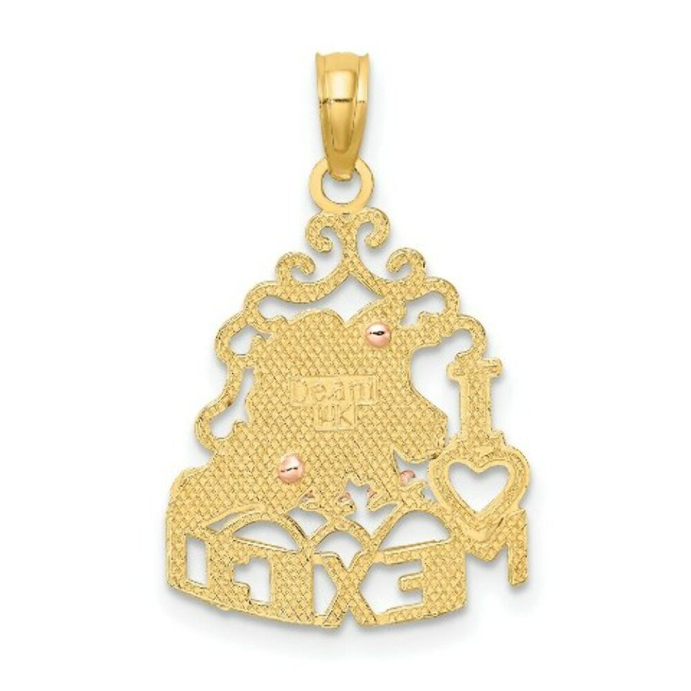 14K Two-tone Yellow & Rose Gold I Heart Mexico With Eagle Charm Pendant