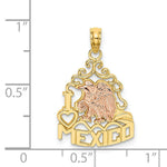 Load image into Gallery viewer, 14K Two-tone Yellow &amp; Rose Gold I Heart Mexico With Eagle Charm Pendant
