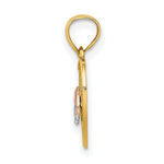 Load image into Gallery viewer, 14K Tri-Color Gold Double Dolphins On Woven Heart Charm Pendant
