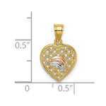 Load image into Gallery viewer, 14K Tri-Color Gold Double Dolphins On Woven Heart Charm Pendant
