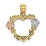 Load image into Gallery viewer, 14K Tri-Color Gold Flower In Heart Charm Pendant
