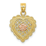 Load image into Gallery viewer, 14K Two-tone Yellow &amp; Rose Gold Flower In Heart Basket Charm Pendant

