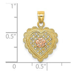 Load image into Gallery viewer, 14K Two-tone Yellow &amp; Rose Gold Flower In Heart Basket Charm Pendant
