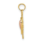 Load image into Gallery viewer, 14K Two-tone Yellow &amp; Rose Gold With Textured Hearts Charm Pendant
