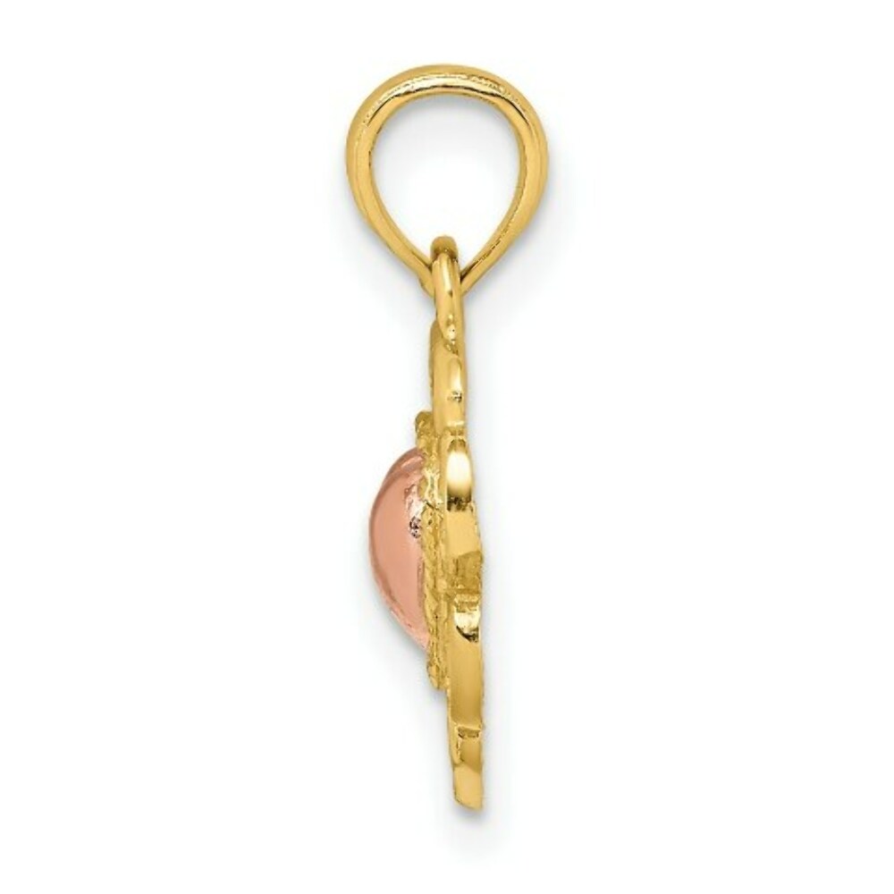 14K Yellow & Rose Gold Polished and Textured Heart Charm Pendant