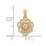 Load image into Gallery viewer, 14K Yellow &amp; Rose Gold Polished and Textured Heart Charm Pendant
