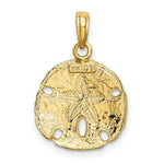 Load image into Gallery viewer, 14K Yellow Gold with White Rhodium with Polished SAND DOLLAR Charm Pendant
