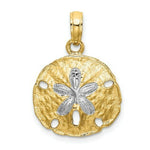 Load image into Gallery viewer, 14K Yellow Gold with White Rhodium with Polished SAND DOLLAR Charm Pendant
