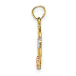 Load image into Gallery viewer, 14K Two-tone Yellow &amp; Rose Gold #1 MOM With Flower Charm Pendant
