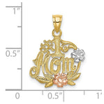 Load image into Gallery viewer, 14K Two-tone Yellow &amp; Rose Gold #1 MOM With Flower Charm Pendant
