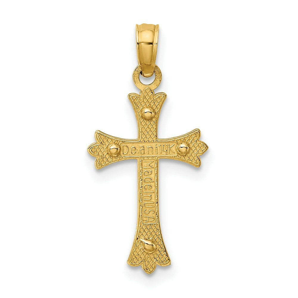 14K Yellow Gold with White Rhodium Center Cross Charm Pendant