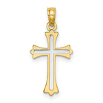 Load image into Gallery viewer, 14K Yellow Gold with White Rhodium Center Cross Charm Pendant
