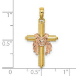 Load image into Gallery viewer, 14K Two-Tone Gold Cross With Drape Charm Pendant
