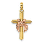 Load image into Gallery viewer, 14K Two-Tone Gold Cross With Drape Charm Pendant

