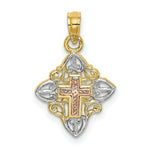 Load image into Gallery viewer, 14K Tri-Color Gold Cross Inside Frame Charm Pendant
