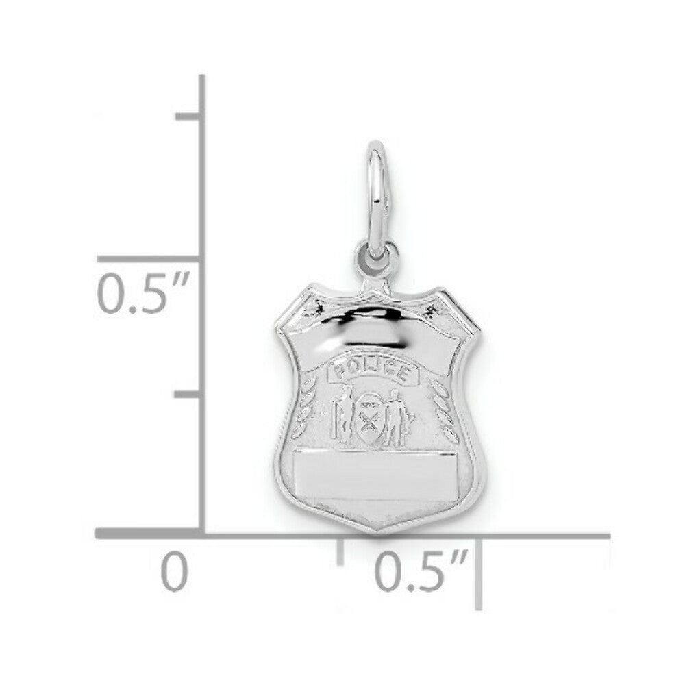 14K White Gold Police Badge Charm
