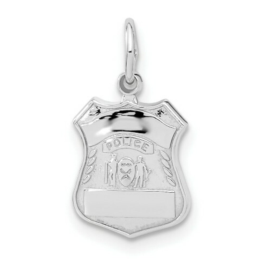 14K White Gold Police Badge Charm