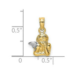 Load image into Gallery viewer, 14K Yellow Gold Angel Resting On Elbow With Rhodium Wing Charm Pendant
