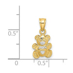 Load image into Gallery viewer, 14K Yellow Gold with White Rhodium TEDDY BEAR Charm Pendant
