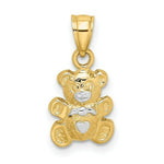 Load image into Gallery viewer, 14K Yellow Gold with White Rhodium TEDDY BEAR Charm Pendant
