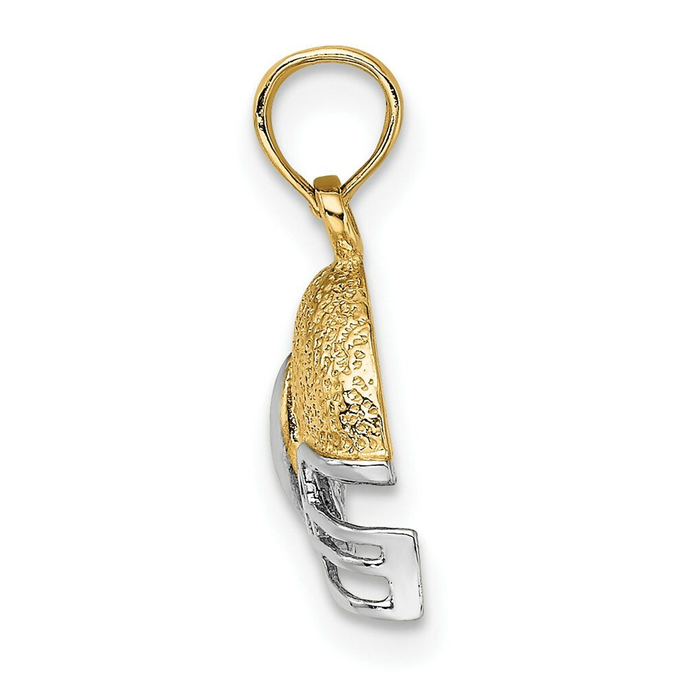 14K Yellow Gold with White Rhodium Football Helmet Charm Pendant