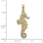 Load image into Gallery viewer, 14K Yellow Gold with White Rhodium 3-D SeaHorse Charm Pendant
