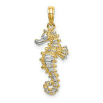 Load image into Gallery viewer, 14K Yellow Gold with White Rhodium 3-D SeaHorse Charm Pendant
