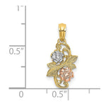 Load image into Gallery viewer, 14K Tri-Color Gold Flowers Charm Pendant
