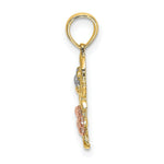 Load image into Gallery viewer, 14K Tri-Color Gold Flowers Charm Pendant

