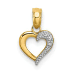 Load image into Gallery viewer, 14K Yellow Gold with White Rhodium Beaded with Textured Mini Heart Charm Pendant

