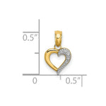 Load image into Gallery viewer, 14K Yellow Gold with White Rhodium Beaded with Textured Mini Heart Charm Pendant
