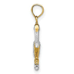 Load image into Gallery viewer, 14K Yellow Gold with White Rhodium 3-D Small Standing Pelican Charm Pendant

