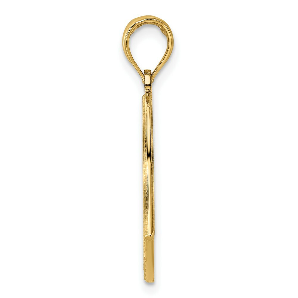 14K Yellow Gold with White Rhodium American Flag Charm Pendant