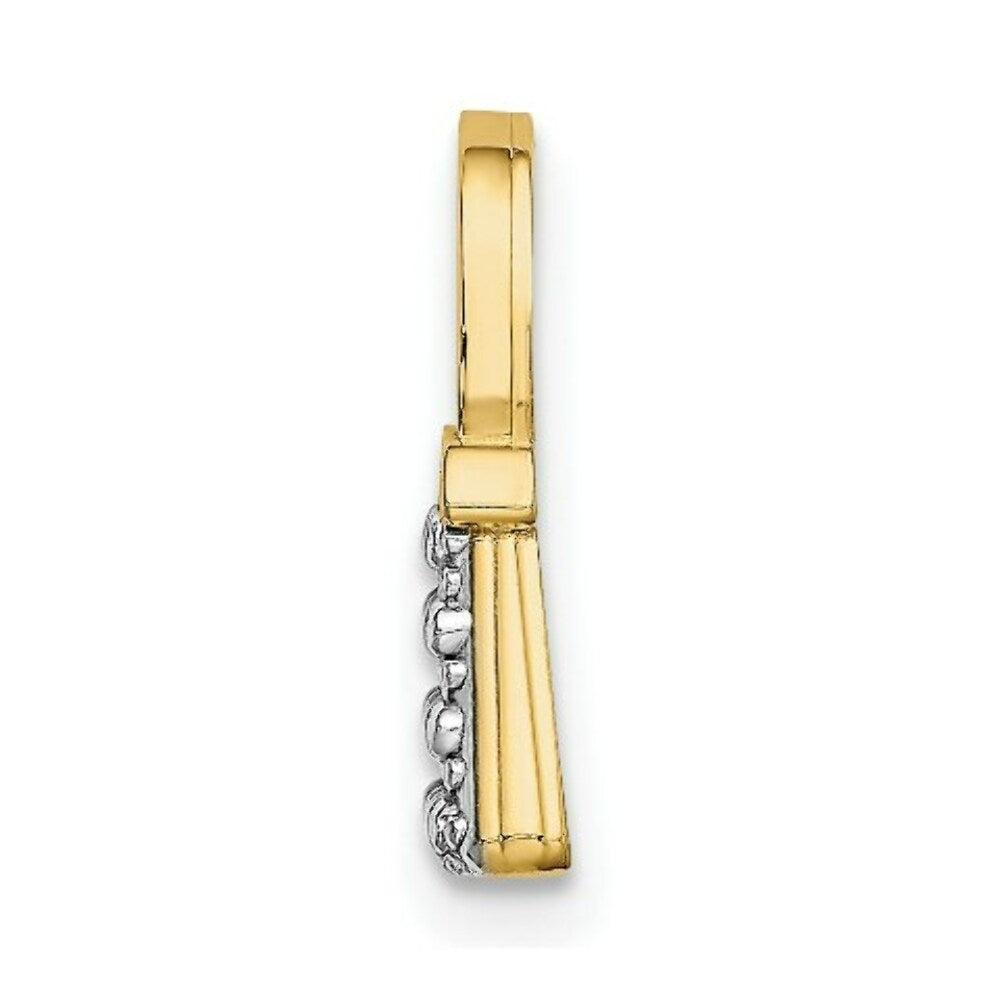 14K Yellow Gold with White Rhodium 2-D Textured with Polished Purse Charm Pendant