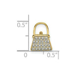 Load image into Gallery viewer, 14K Yellow Gold with White Rhodium 2-D Textured with Polished Purse Charm Pendant
