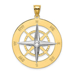 Load image into Gallery viewer, 14K Two-tone Gold Nautical Compass White Needle Charm Pendant
