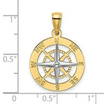 Load image into Gallery viewer, 14K Two-tone Gold Nautical Compass White Needle Charm Pendant
