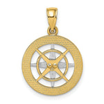 Load image into Gallery viewer, 14K Two-tone Gold Nautical Compass White Needle Charm Pendant

