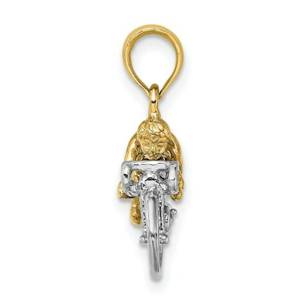 14K Two-tone Gold 3-D Bicycle Rider Charm Pendant