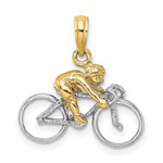 Load image into Gallery viewer, 14K Two-tone Gold 3-D Bicycle Rider Charm Pendant
