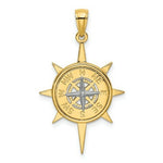 Load image into Gallery viewer, 14K Two-tone Gold Star With Nautical Compass White Needle Charm Pendant
