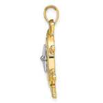 Load image into Gallery viewer, 14K Two-tone Gold Ship Wheel With Nautical Compass Charm Pendant
