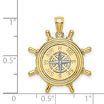 Load image into Gallery viewer, 14K Two-tone Gold Ship Wheel With Nautical Compass Charm Pendant
