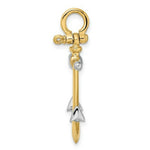 Load image into Gallery viewer, 14K Yellow Gold and White Rhodium 3-D ANCHOR With Long T Bar With Shackle bail Charm Pendant
