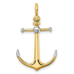 Load image into Gallery viewer, 14K Yellow Gold and White Rhodium 3-D ANCHOR With Long T Bar With Shackle bail Charm Pendant
