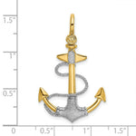 Load image into Gallery viewer, 14K Two-tone Gold 3-D Textured Anchor With Rope &amp; Shackle bail Charm Pendant
