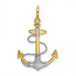 Load image into Gallery viewer, 14K Two-tone Gold 3-D Textured Anchor With Rope &amp; Shackle bail Charm Pendant
