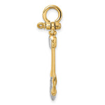 Load image into Gallery viewer, 14K Yellow Gold and White Rhodium 3-D Textured Anchor With Shackle bail Charm Pendant
