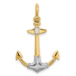 Load image into Gallery viewer, 14K Yellow Gold and White Rhodium 3-D Textured Anchor With Shackle bail Charm Pendant
